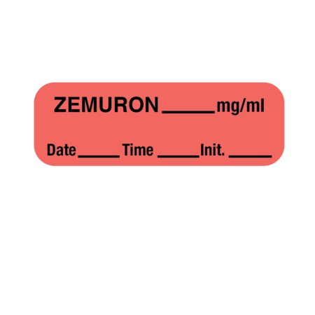 Nevs Label, Zemuron 1/2" x 1-1/2" Flr Red w/Black LANT-1532D